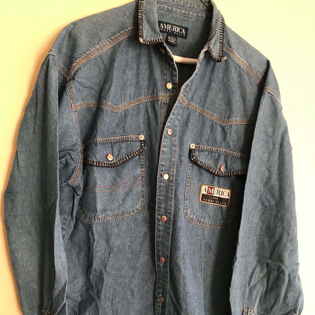 Perry Ellis America Mens Denim Shirt Perry Ellis America Mens Denim Shirt